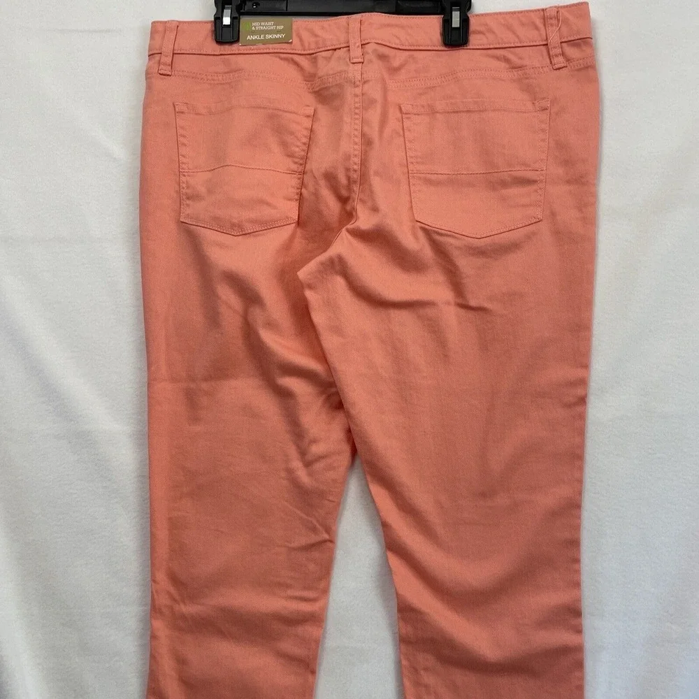Merona Women Peach Mid Rise Straight‎ Leg Ankle Skinny Jeans Size 14